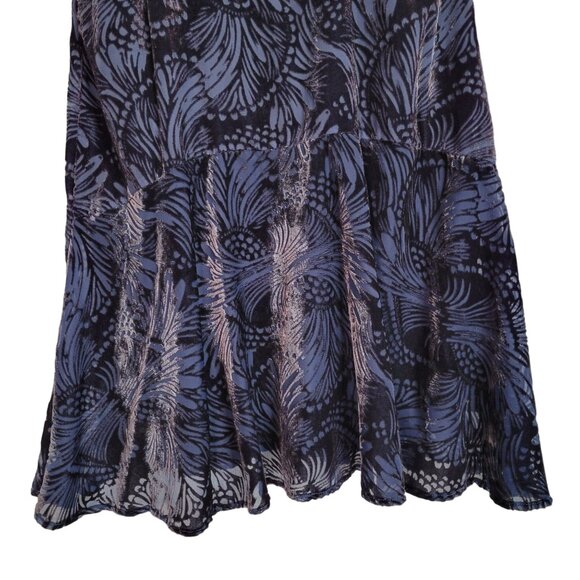 Free People Sz XS Dress Sheer Swirl Velvet Drop Waist Flared Burnout Whimsigoth - Picture 4 of 9